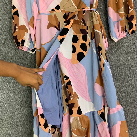 Anthropologie Hutch Bloom Wrap Midi Dress Size Small Open Lace Up Back - Picture 8 of 13